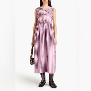Ganni Striped Midi Dress NWT